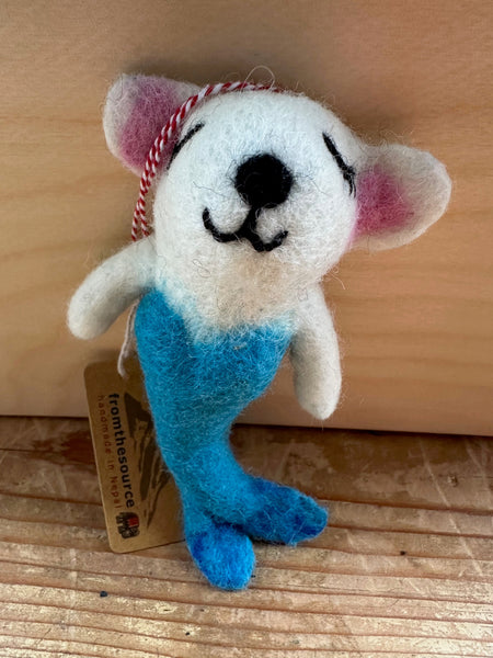 Hand Felted Mermaid Mouse made in Nepal and fairly traded