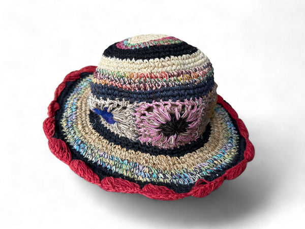 crochet stripe hemp sun hat