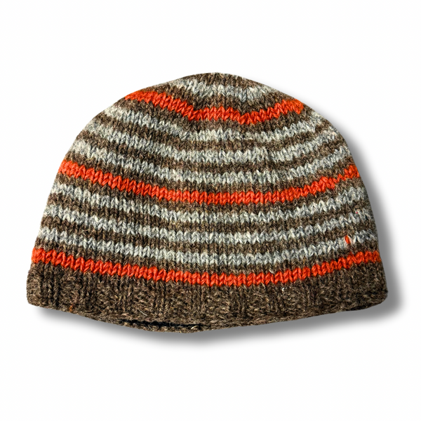 men's wool beanie with orange stripes