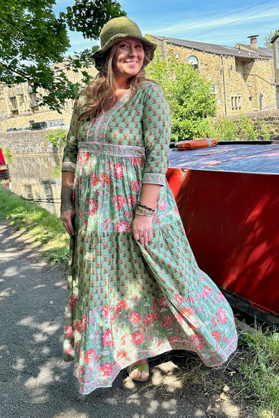 floral block print dress