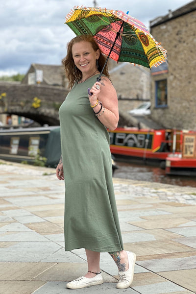 green flax cotton summer dress