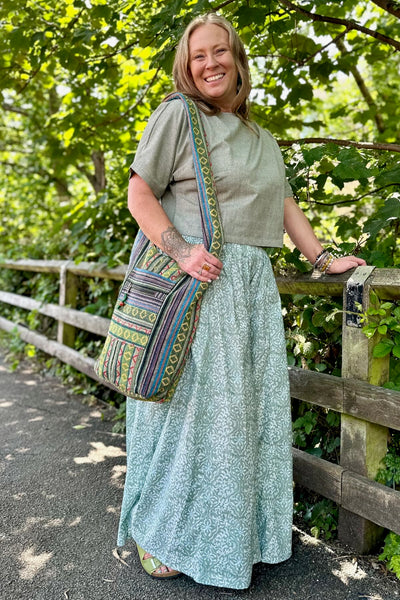 woven cotton shoulder sling bag from India