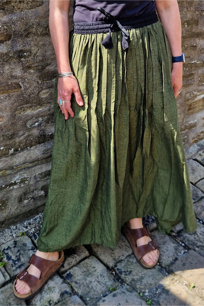 green cotton ling skirt