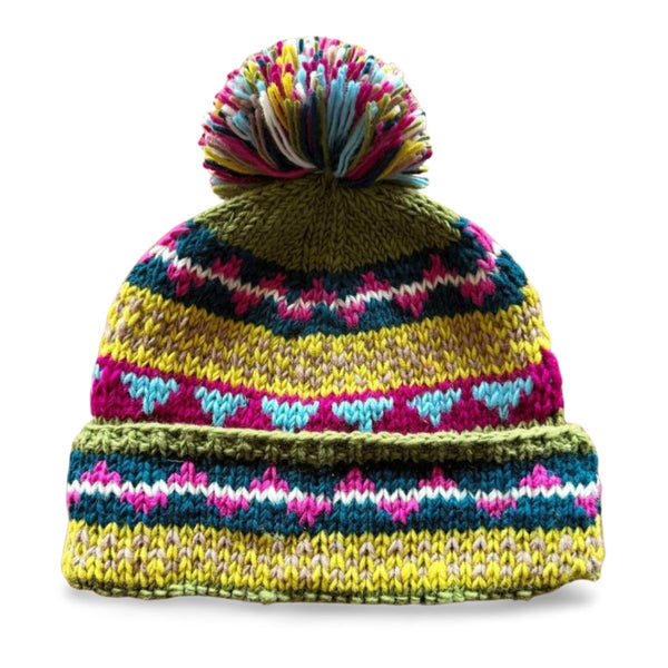 Nordic Knit Wool Bobble Hat Knitted Fair Trade in Nepal – From