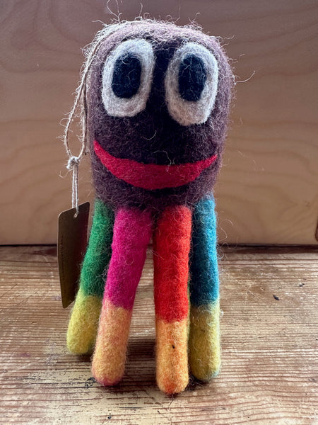 colourful felt fair traded octopus handmade in Nepal