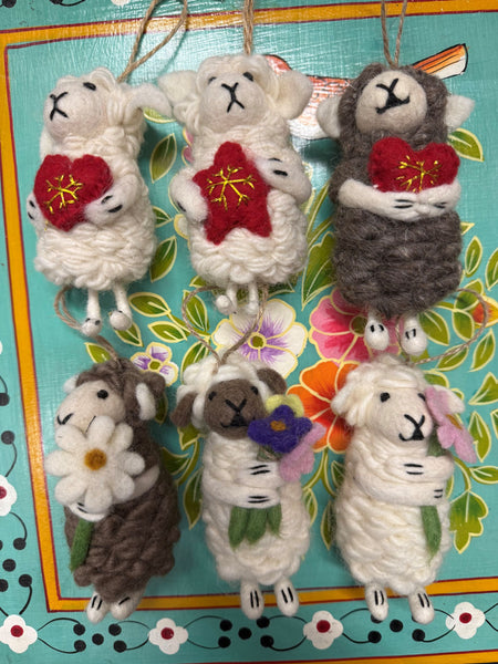 hanging felt sheep decoration