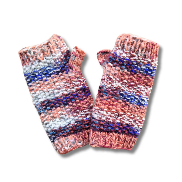 pink colour blend wool wrist warmers