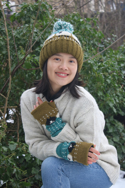 Chunky Knitted Sheep Bobble Hat Hand-Knitted Fairly Traded