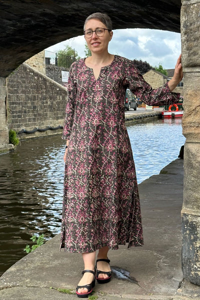 long block printed fabric dress