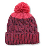 dark red cable knit bobble hat