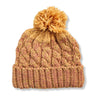 harvest yellow wool cable bobble hat