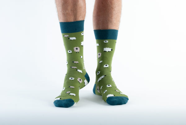 Men's Green Sheep Bamboo Socks