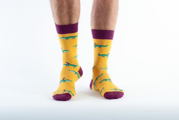 Men's Gold Crocodile Bamboo Socks