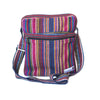 fair trade pink multi colourful striped gehri cotton cross body shoulder bag from Nepal