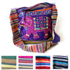 multiple colours of the embroidered elephant shoulder bag