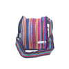 fair trade pink multi colourful striped gehri cotton four pocket shoulder bag from Nepal