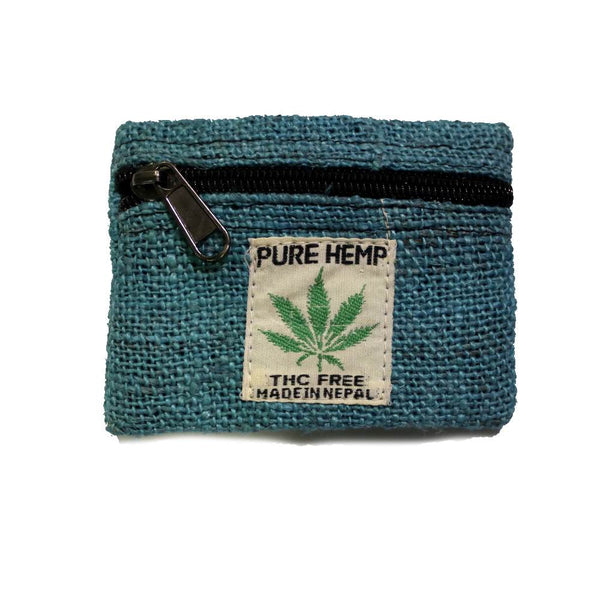 hemp coin purse in blue
