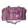 fair trade pink multi colourful striped gehri cotton holdall bag from Nepal