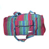 fair trade red turquoise colourful striped gehri cotton holdall bag from Nepal