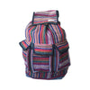 fair trade orange multi colourful striped gehri cotton large hippy rucksack with pockets from Nepal