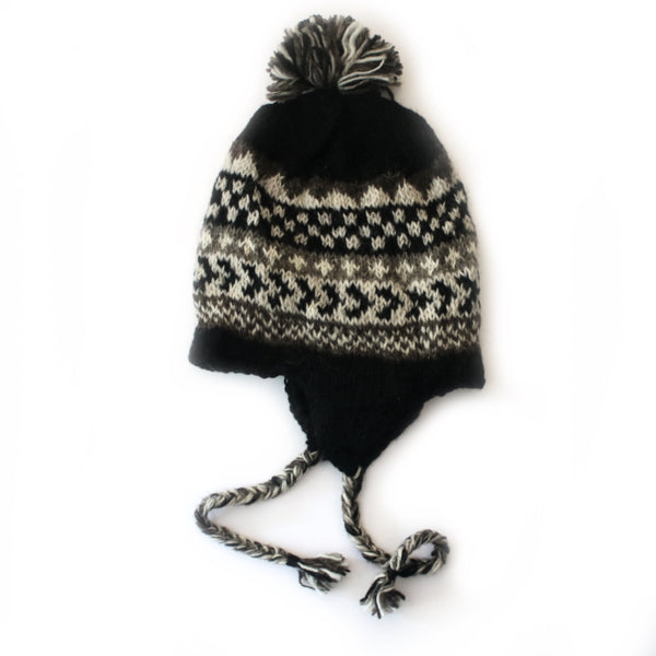 Winter Stripe Ear Flap Bobble Hat Fair Trade Winter Hats from