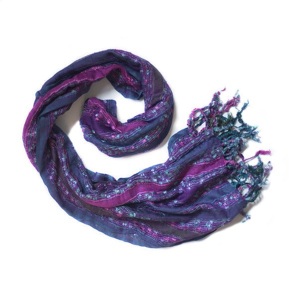 purple blue stitch and stripe scarf