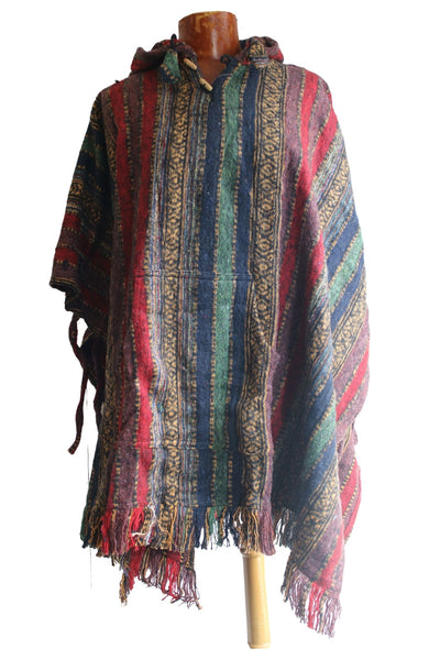 thumbnail image 2 of Unisex LOUDelephant Poncho Hooded Robe – Cold Dip Gheri Cotton, Warm Woven, Nepal 2 of 5