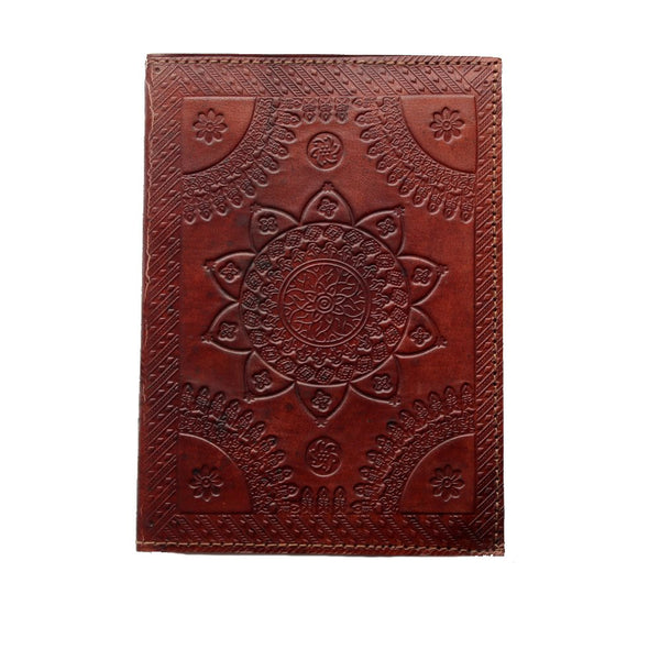 star mandala leather journal top view