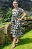 black and white block print cotton dress