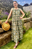 green block print cotton dress