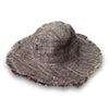 Brown straw hat with a brand logo on a white background