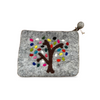 colourful tree design handmade fair trade felt purse from Nepal 