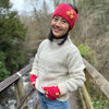 knitted wool embroidered headband and gloves set