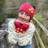 matching knitted wool headband and gloves