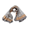 Patterned scarf with geometric design on a white background