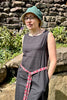 black cotton flax dress with waist tie