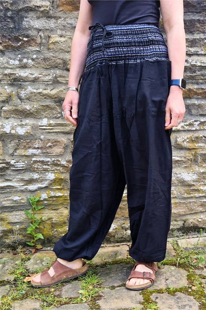 black cotton harem pants