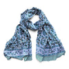 green floral block print cotton scarf