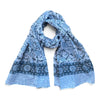 light grey floral block print cotton scarf