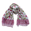 pink flowers block print cotton scarf