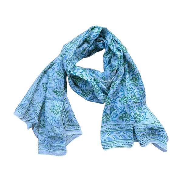 wide block print cotton scarf /sarong
