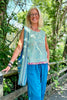 blue block print cotton vest top