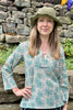 grey & green floral cotton top