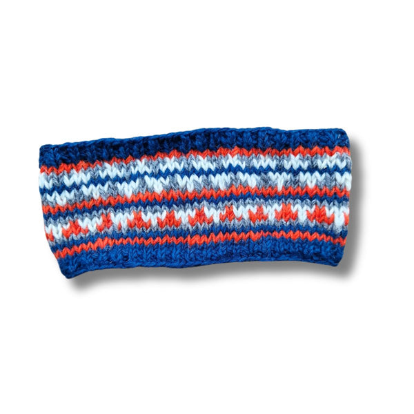blue hand knitted scandi style headband