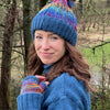 blue rainbow wool wris twarmers
