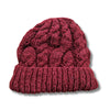 burgundy hand knitted wool beanie