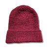 burgundy hand knitted merino wool beanie hat