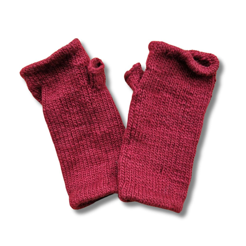 burgundy merino wool wrist warmers