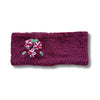 burgundy hand knitted wool headband