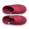 burgundy wool felt mule slippers